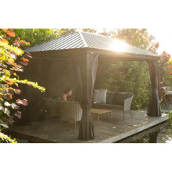 Pergola en alu et toit en acier - gris - Marsala 12,6m² - SOJAG