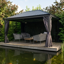 Pergola en alu et toit en acier - gris - Marsala 12,6m² - SOJAG