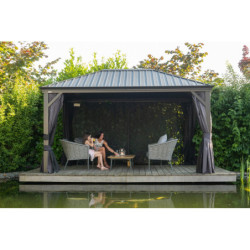 Pergola en alu et toit en acier - gris - Marsala 12,6m² - SOJAG