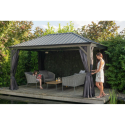 Pergola en alu et toit en acier - gris - Marsala 17,53m² - SOJAG