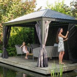 Pergola en alu et toit en acier - gris - Marsala 17,53m² - SOJAG