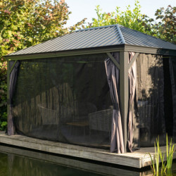 Pergola en alu et toit en acier - gris - Marsala 17,53m² - SOJAG