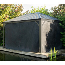 Pergola en alu et toit en acier - gris - Marsala 17,53m² - SOJAG