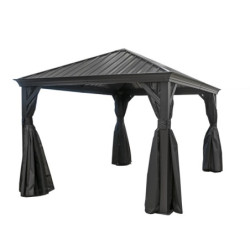 Pergola en alu et toit en acier - gris - Marsala 17,53m² - SOJAG