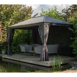 Pergola en alu et toit en acier - gris - Marsala 17,53m² - SOJAG