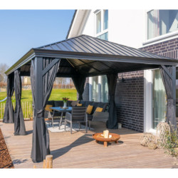 Pergola en alu et toit en acier - gris - Marsala 21,7m² - SOJAG