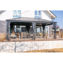 Pergola en alu et toit en acier - gris - Marsala 21,7m² - SOJAG