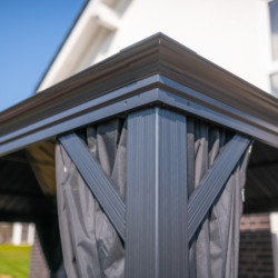 Pergola en alu et toit en acier - gris - Marsala 21,7m² - SOJAG