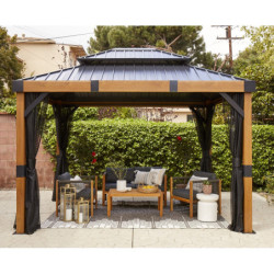 Pergola en alu et toit en acier - gris - Fontana 10,81m² - SOJAG