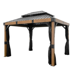 Pergola en alu et toit en acier - gris - Fontana 10,81m² - SOJAG