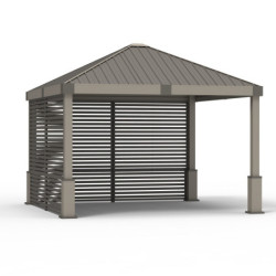 Pergola en alu et toit en acier - beige - Nanda 13,18m² - SOJAG