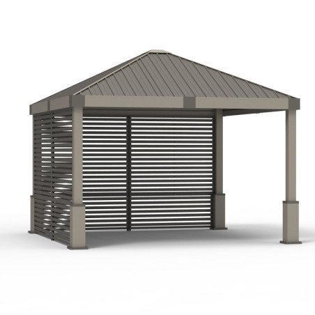 Pergola en alu et toit en acier - beige - Nanda 13,18m² - SOJAG