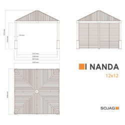 Pergola en alu et toit en acier - beige - Nanda 13,18m² - SOJAG
