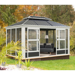 Pavillon en alu et toit en acier - gris - Olan 13,53m² - SOJAG