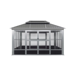 Pavillon en alu et toit en acier - gris - Olan 13,53m² - SOJAG