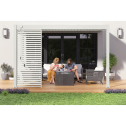 Pergola adossée en alu blanc avec lames orientable 3x4m Ombrea