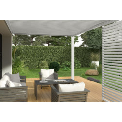 Pergola adossée en alu blanc avec lames orientable 3x4m Ombrea
