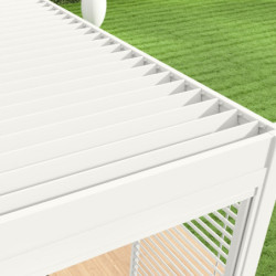 Pergola adossée en alu blanc avec lames orientable 3x4m Ombrea