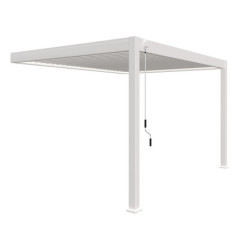 Pergola adossée en alu blanc avec lames orientable 3x4m Ombrea