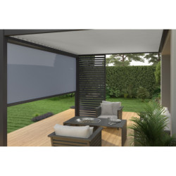 Pergola adossée en alu gris avec lames orientable blanches 3x4m Ombrea