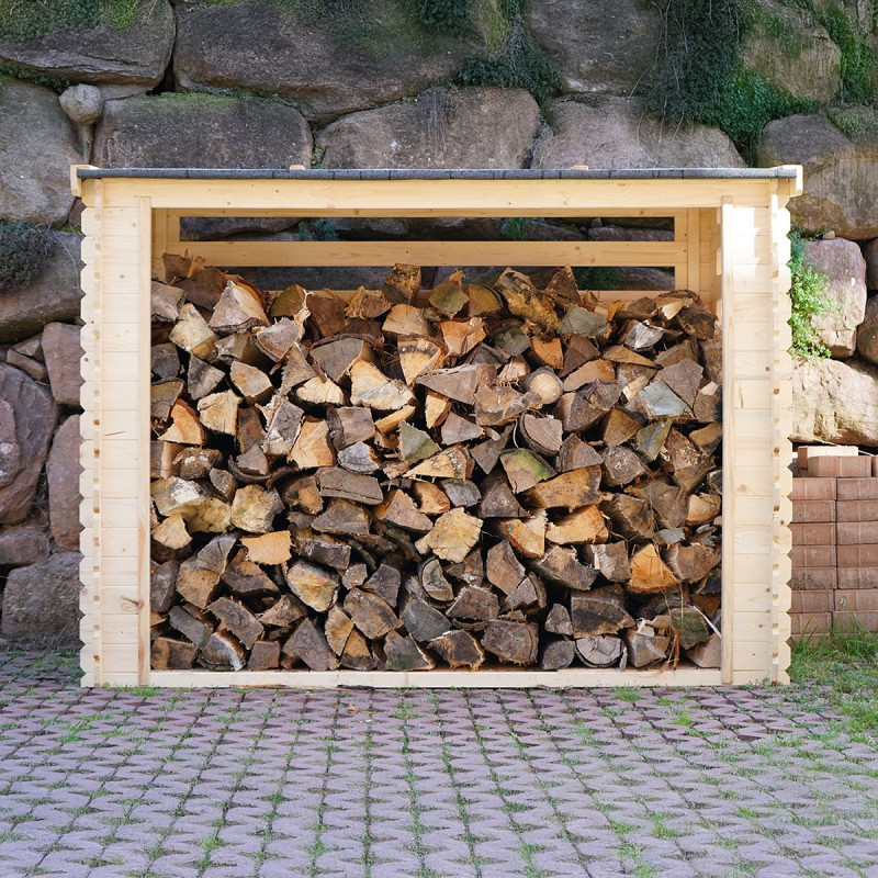 Abri bûches de jardin en bois traité - 224x127cm - Côme - Cerland