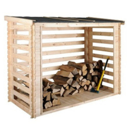Abri bûches de jardin en bois traité - 224x127cm - Côme - Cerland