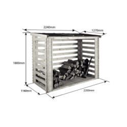 Abri bûches de jardin en bois traité - 224x127cm - Côme - Cerland