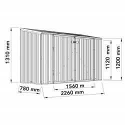 Abri à vélos en métal 1,7m² - panneaux 0,35mm - gris - Absco