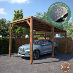 Carport en bois PEFC autoclave marron - 1 voiture 15,5m² - Elio