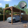 Carport en bois PEFC autoclave marron - 1 voiture 15,5m² - Elio