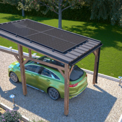 Carport en bois PEFC autoclave marron - 1 voiture 15,5m² - Elio