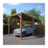 Carport en bois PEFC autoclave marron - 1 voiture 15,5m² - Elio