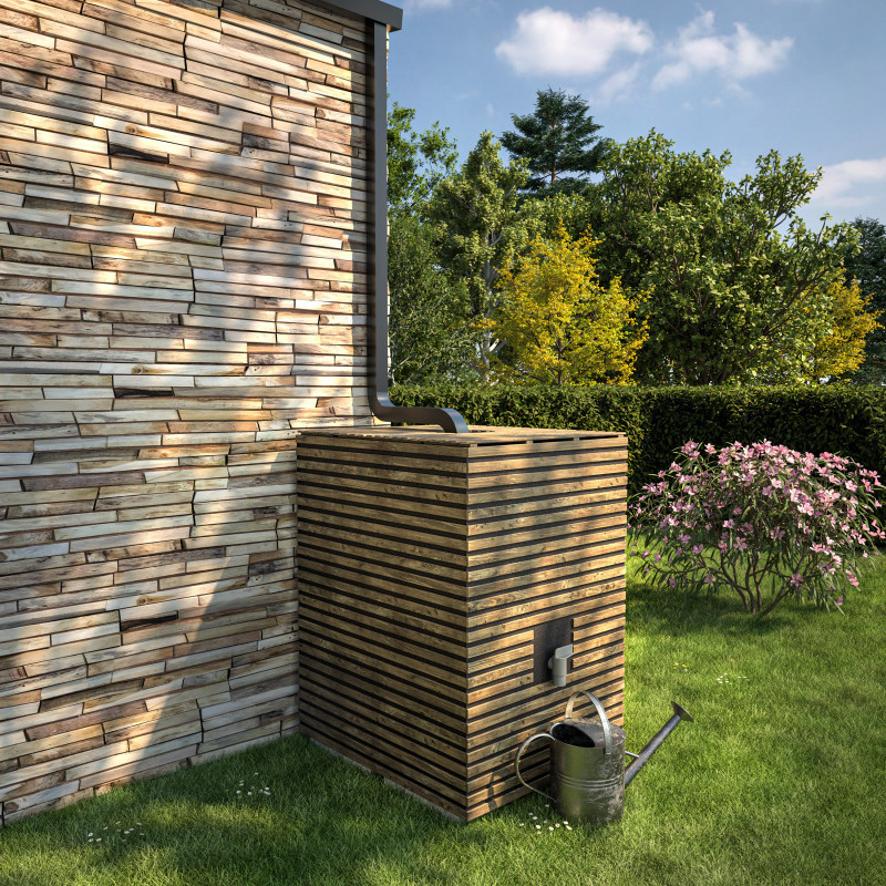 Cache récupérateur d'eau en bois traité – 1000L – KUBO - Cerland