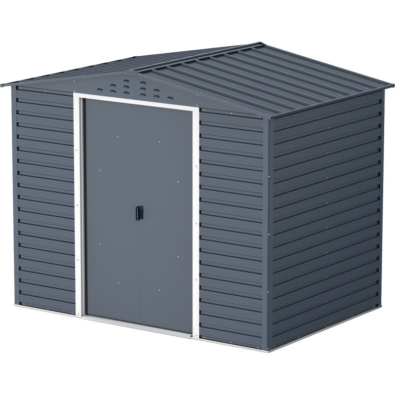 Abri de jardin gris en métal anthracite 4,78m² sécurisé - Duramax