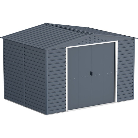 Abri de jardin gris en métal anthracite 7,81m² sécurisé - Duramax