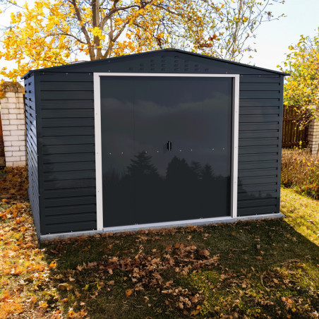 Abri de jardin gris en métal anthracite 9,75m² sécurisé - Duramax