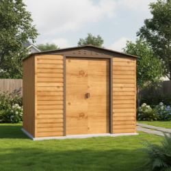 Abri de jardin gris en métal imitation bois 4,78m² sécurisé - Duramax