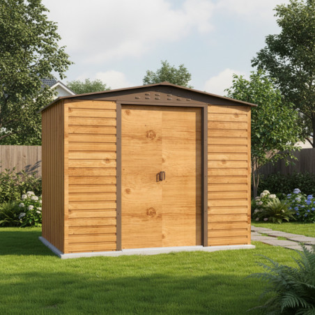 Abri de jardin gris en métal imitation bois 4,78m² sécurisé - Duramax