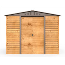 Abri de jardin gris en métal imitation bois 4,78m² sécurisé - Duramax
