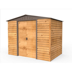Abri de jardin gris en métal imitation bois 4,78m² sécurisé - Duramax