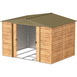 Abri de jardin gris en métal imitation bois 7,81m² sécurisé - Duramax