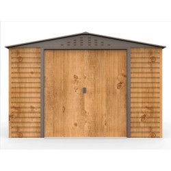 Abri de jardin gris en métal imitation bois 7,81m² sécurisé - Duramax