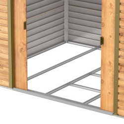 Abri de jardin gris en métal imitation bois 7,81m² sécurisé - Duramax