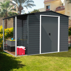 Abri de jardin gris en métal anthracite 4,78m² avec appentis - Duramax