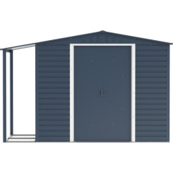 Abri de jardin gris en métal anthracite 4,78m² avec appentis - Duramax