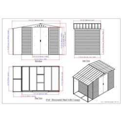 Abri de jardin gris en métal anthracite 4,78m² avec appentis - Duramax
