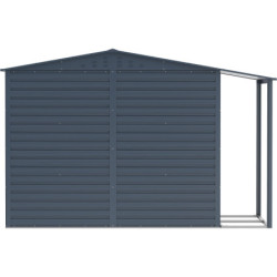 Abri de jardin gris en métal anthracite 4,78m² avec appentis - Duramax