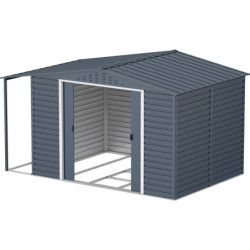 Abri de jardin gris en métal anthracite 7,81m² avec appentis - Duramax