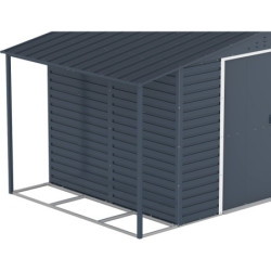 Abri de jardin gris en métal anthracite 7,81m² avec appentis - Duramax