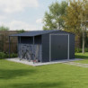 Abri de jardin gris en métal anthracite 9,75m² avec appentis - Duramax
